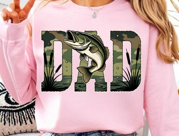 Bass Fishing Dad Sublimation Design PNG: A Bold Graphic Asset