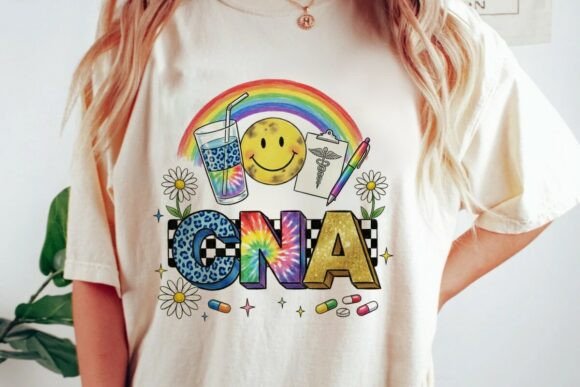 CNA Rainbow Groovy Medical Design Png: A Vibrant Asset