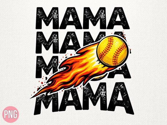 Distressed Fire Softball Mama Design PNG: Ignite Your Projects