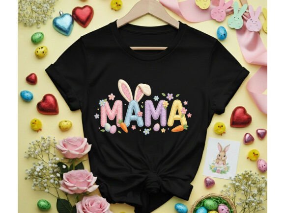 MAMA Easter Faux Yarn T-Shirt Design: A Festive Graphic Asset