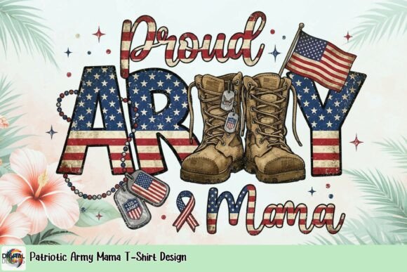 Patriotic Army Mama T-Shirt Design: A Bold Visual Tribute