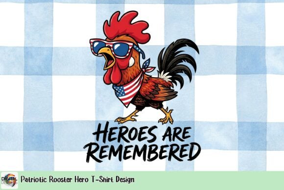 Patriotic Rooster Hero T-Shirt Design: A Graphic Asset