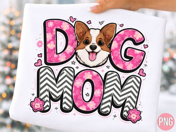 Pink Floral Corgi Dog Mom Design PNG: A Premium Creative Asset